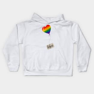 Rainbow love balloon Kids Hoodie